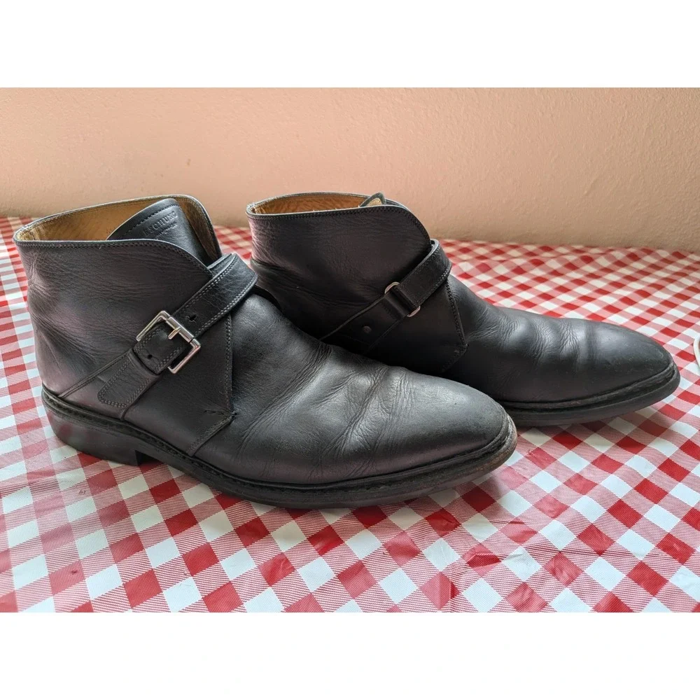 Heschung Chêne Chelsea Calf Leather Monk Strap Black Boots Men's 9